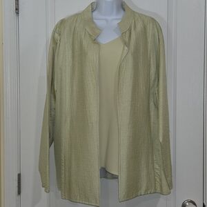 Eileen Fisher Soft Green Silk  Jacket (3x) and Tank Top (2x) Ensemble